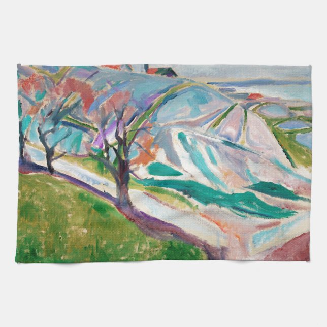 Landcape Painting Edward Munch Expressionist Art Kökshandduk (Horisontell)