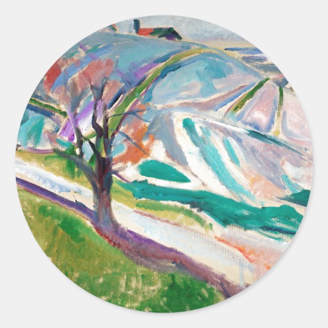 Landcape Painting Edward Munch Runt Klistermärke (Framsida)