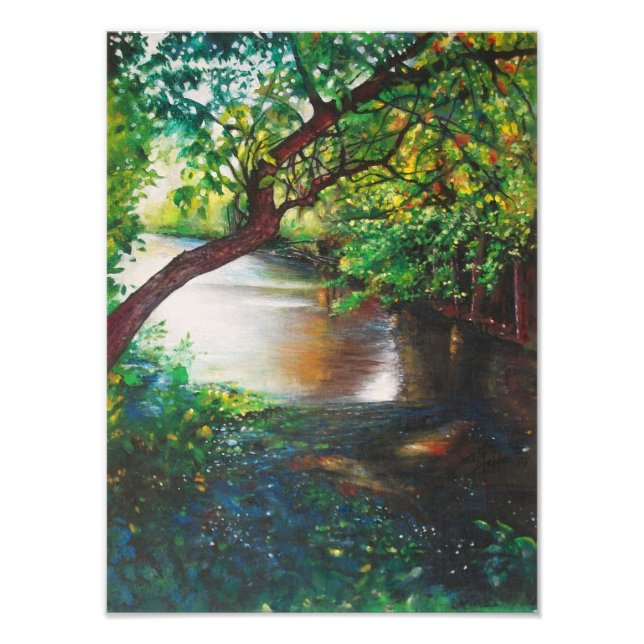 Landcape Painting Michigan River | Fotoutskrift Fototryck (Framsidan)