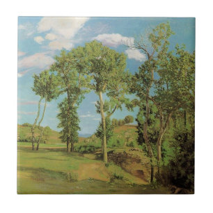 Landcape Paysage Frederic Bazille Impressionist Kakelplatta