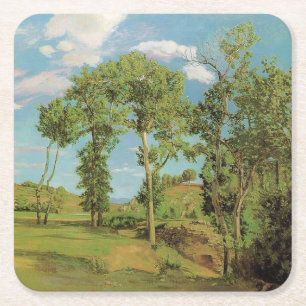 Landcape Paysage Frederic Bazille Impressionist Underlägg Papper Kvadrat
