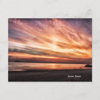 Landcape Sunset Girvan Beach Scotland-vykort Vykort