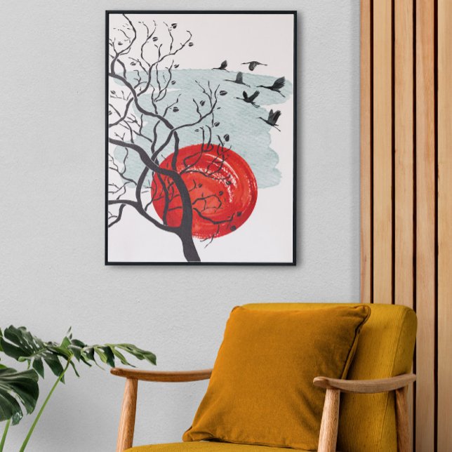 Landcape Wall Art, Midsekels Modern Decor Canvastryck (Skapare uppladdad)