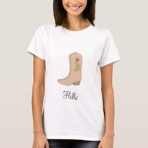 Länder beige stövlar med blomma t shirt