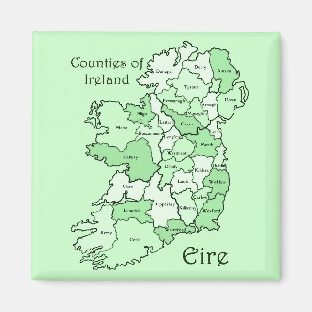 Länder i Irland Karta Magnet (Framsidan)