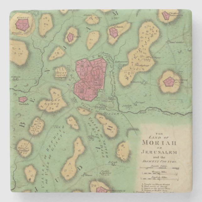 Landet av Moriah eller Jerusalem Stenunderlägg (Framsidan)