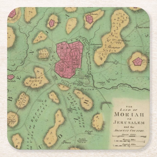 Landet av Moriah eller Jerusalem Underlägg Papper Kvadrat (Framsidan)