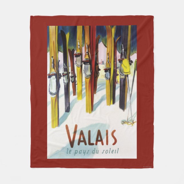 Landet av solskenet - skidar anseende i snö fleecefilt (Framsidan)