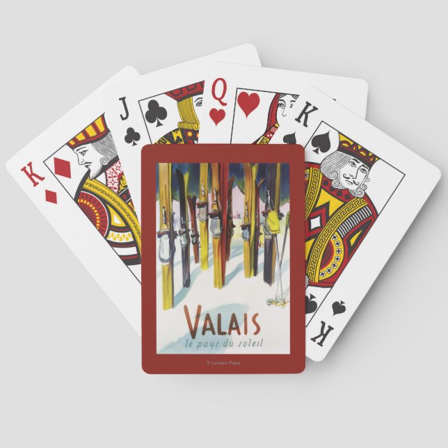 Landet av solskenet - skidar anseende i snö spelkort (Baksidan)