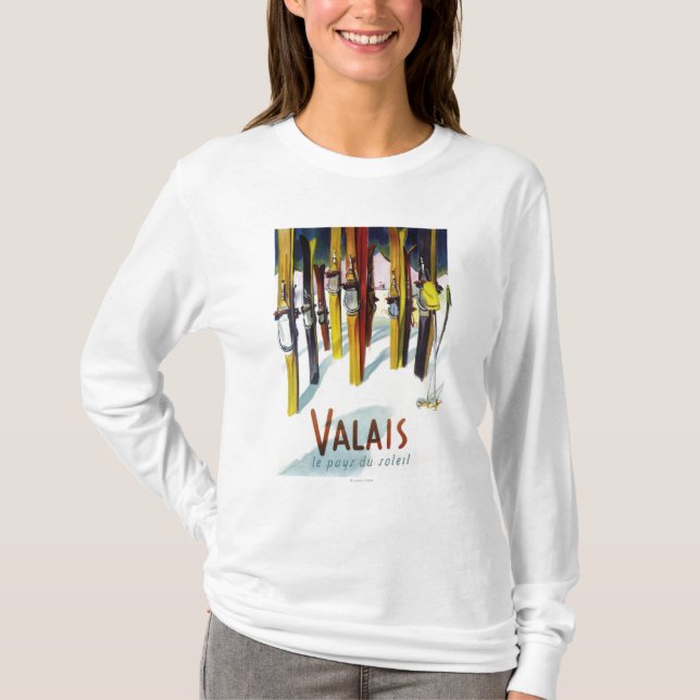 Landet av solskenet - skidar anseende i snö t shirt (Framsida)