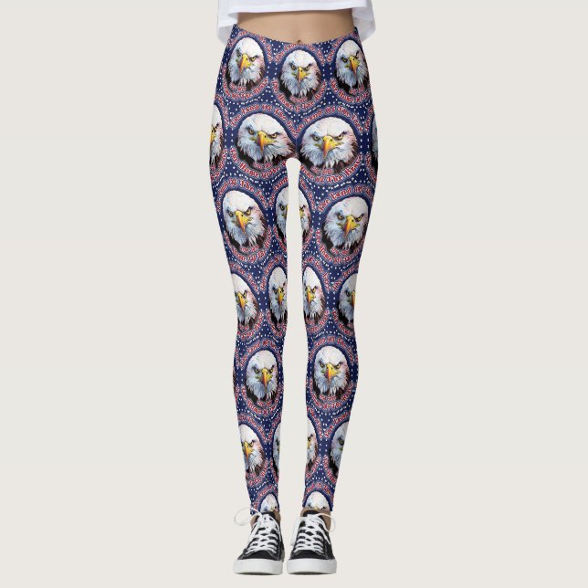 Landet Fritt Hemma Brun Örn Blå Leggings (Framsida)