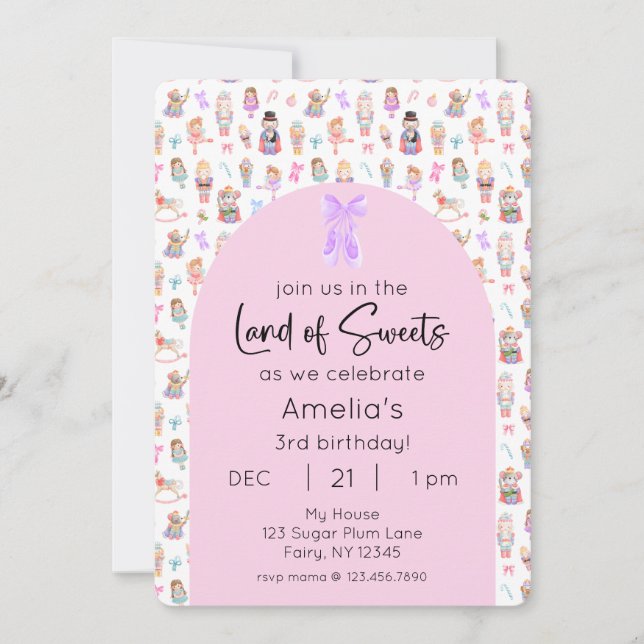 Landet Socker Nötknäpparen Födelsedagsfoto Inbjudningar (Framsida)