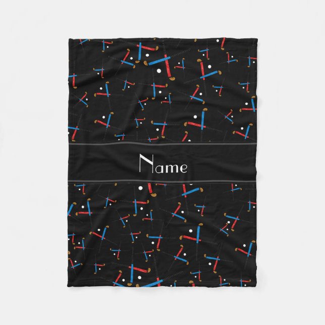 Landhockey för personlignamnsvart fleecefilt (Framsidan)