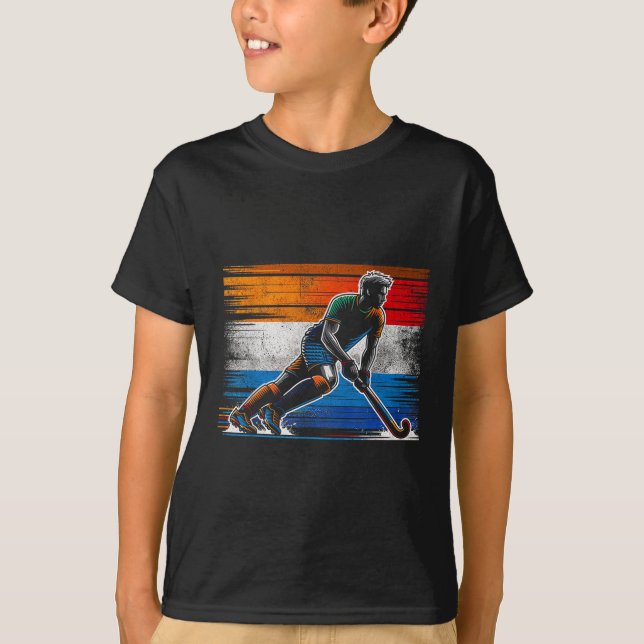 Landhockey herrar Nederländerna Nederländsk flagga T Shirt (Framsida)