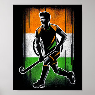 Landhockey Indien Män Indisk Flagga Landhockey Te Poster