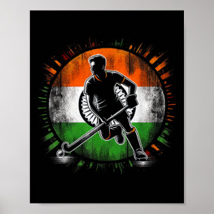 Landhockey Indien Män Indisk Flagga Landhockey Te Poster