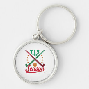 Landhockey jul är säsongen spelare semester rund silverfärgad nyckelring