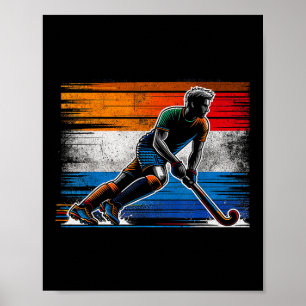 Landhockey män Nederländerna Nederländsk flagg Hol Poster