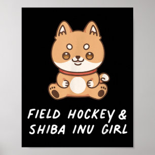 Landhockey och Shi Inu-flicka Kawaii Sport Japane Poster
