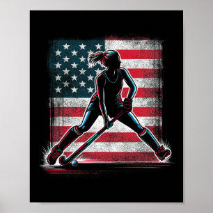 Landhockeyflicka Usa Amerikas Förenta Stater Fla Poster