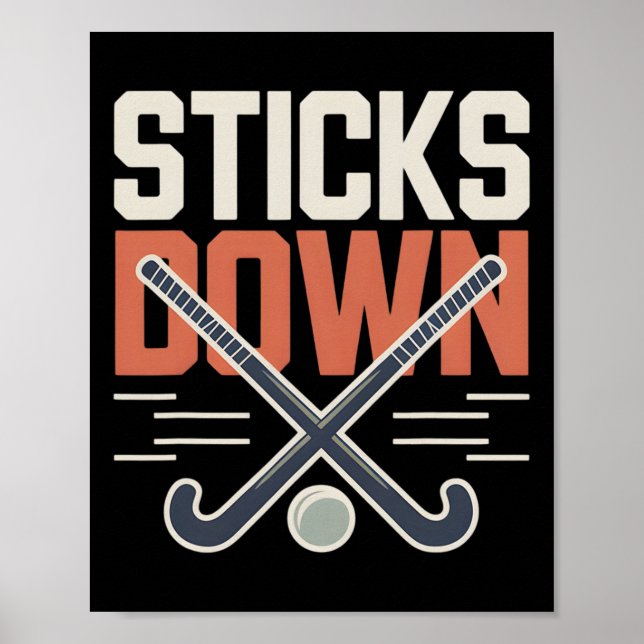 Landhockeyförsvar pinnar ner poster (Framsidan)