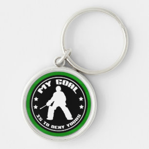 LandhockeyGoaliecitationstecken Rund Silverfärgad Nyckelring