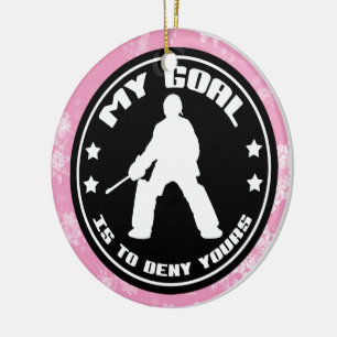 Landhockeyjuldekoration, hockeyGoalie Julgransprydnad Keramik