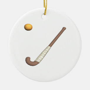 Landhockeypinne & boll julgransprydnad keramik