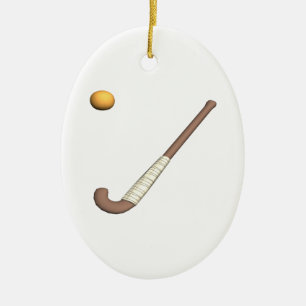 Landhockeypinne & boll julgransprydnad keramik