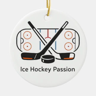 Landhockeyprydnad med namn vit julgransprydnad keramik