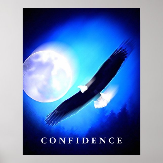Landing Eagle Confidence Blue Night Art Poster (Framsidan)