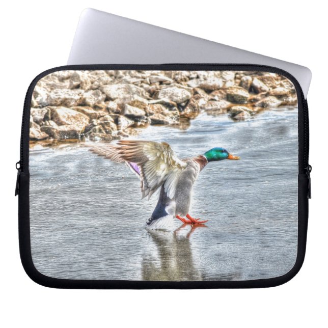 Landing Mallard Anka Drake 8 Wildlife Photo Laptop Fodral (Framsidan)