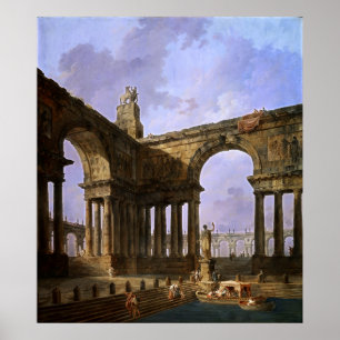 Landing Ställe av Hubert Robert Poster