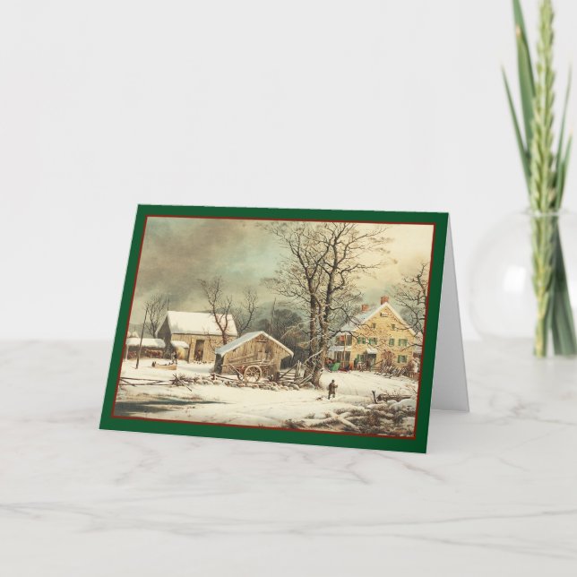 Landjulmorgon - vintagekort helgkort (Framsida)
