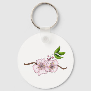 Landkörsbär ·, Körsbärsröd blommargren Nyckelring