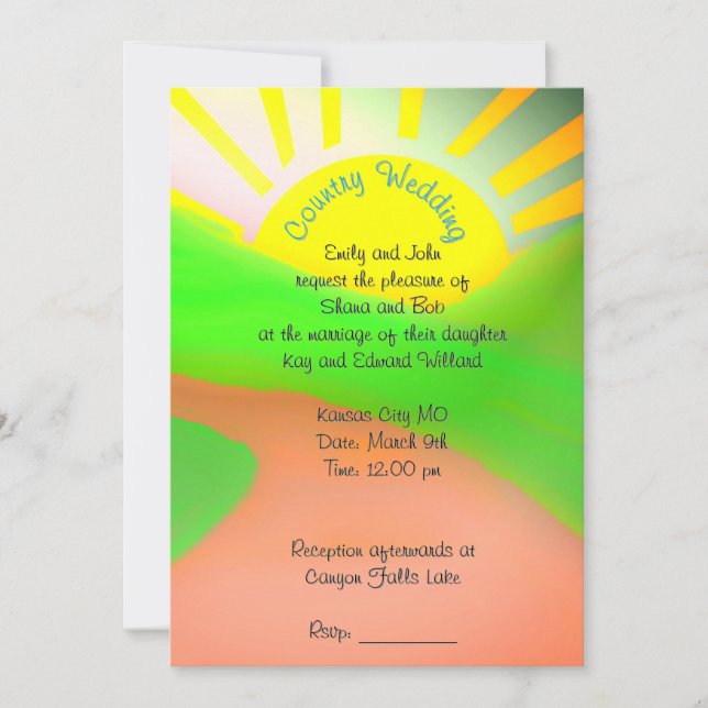 Landlig bröllopsinbjudan med brudkonst inbjudningar (Framsida)