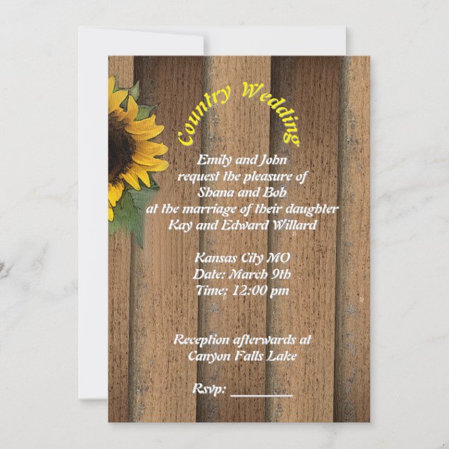 Landlig bröllopsinbjudan med brudkonst  inbjudningar (Framsida)