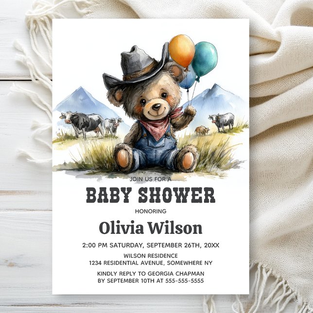 Landlig Teddybjörn Bebis Shower Inbjudan (Skapare uppladdad)