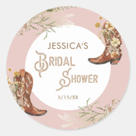 Landlig Vattenfärg Blommig Stövlar Bröllopsfest Runt Klistermärke