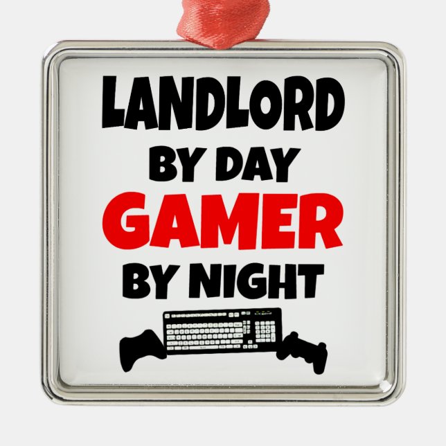 Landlord by Day Gamer by Night Julgransprydnad Metall (Framsidan)