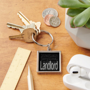 Landlord Extraordinaire Fyrkantig Silverfärgad Nyckelring