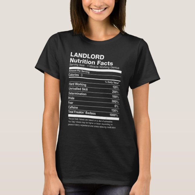 Landlord Nutrition Facts T Shirt (Framsida)