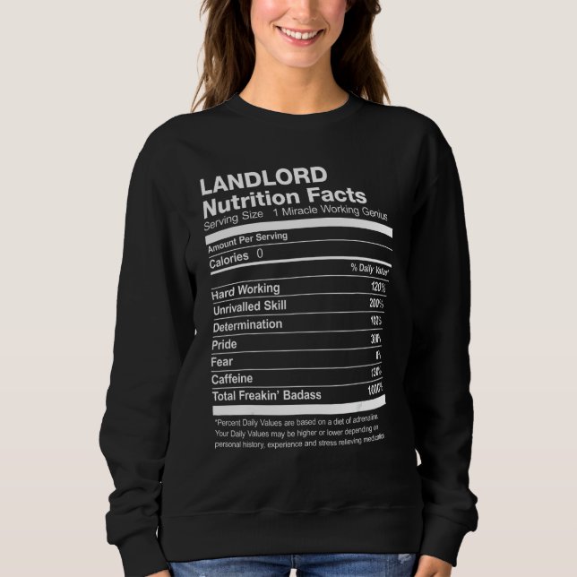 Landlord Nutrition Facts T Shirt (Framsida)