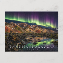 Landmannalaugar Höglandstoppar Island Aurora Vykort