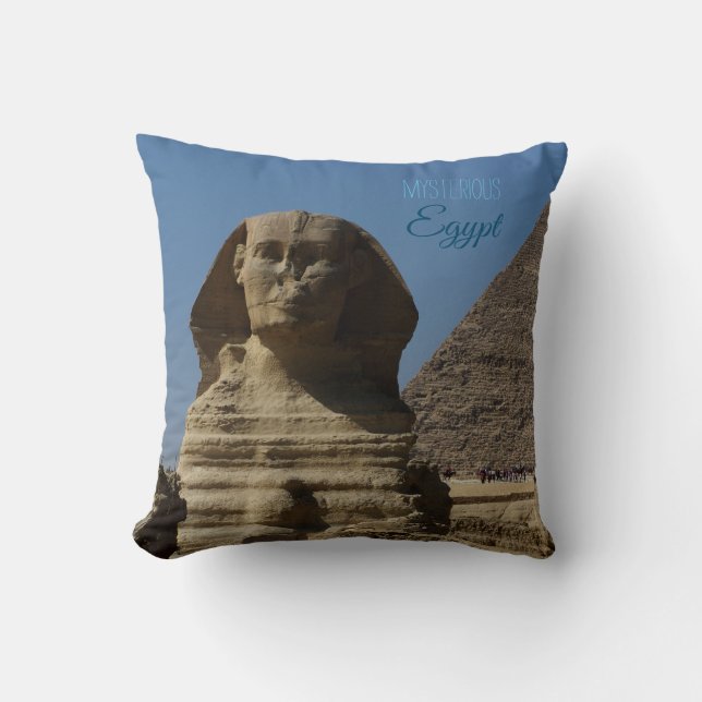 Landmark Sphinx Statue Giza Cairo Egypten Souvenir Kudde (Framsida)
