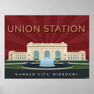 Landmärken i Kansas City: Union Station - 24 x 18 Poster