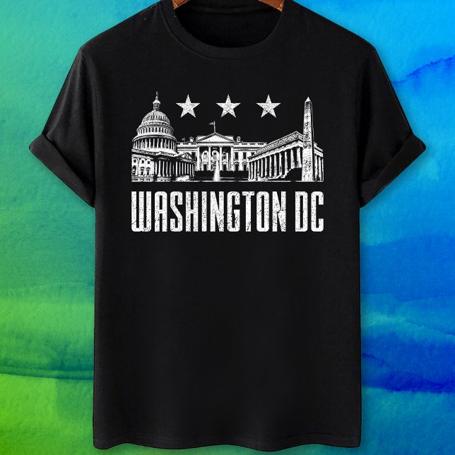 Landmärken och flagga för Washington DC T Shirt (Skapare uppladdad)