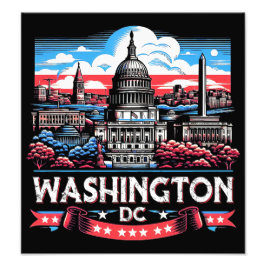 Landmärkeskonst i Washington DC Skyline Fototryck