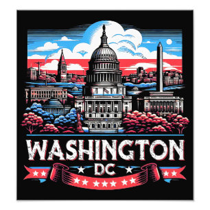 Landmärkeskonst i Washington DC Skyline Fototryck