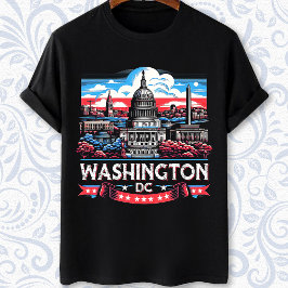 Landmärkeskonst i Washington DC Skyline T Shirt